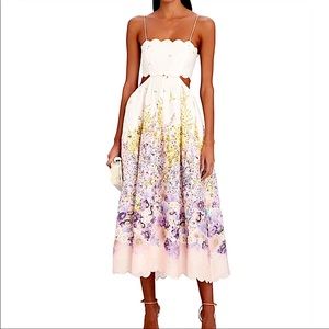 Zimmermann Juda Scalloped Linen Cut-Out Midi-Dress